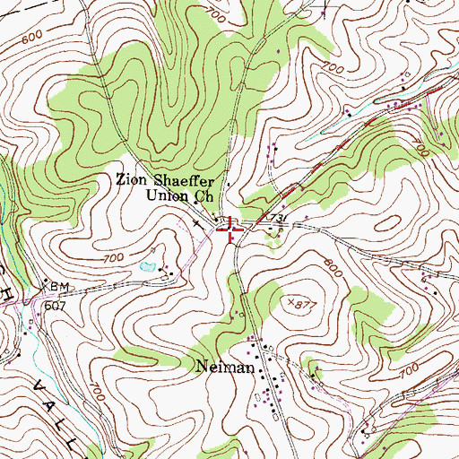 Topographic Map of Sheaffer School, PA