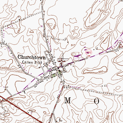 Topographic Map of Bethel Church (historical), PA