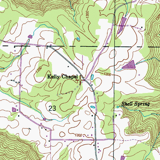 Topographic Map of Kelly Chapel, AL