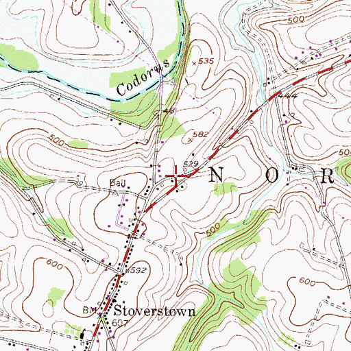 Topographic Map of Cherry Grove School, PA