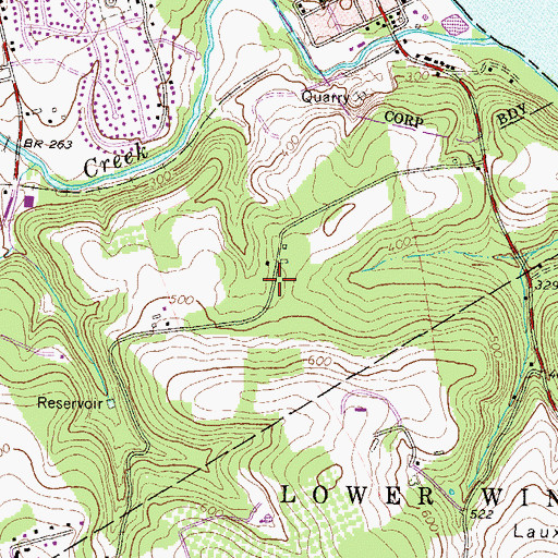 Topographic Map of Lauxmont Farms, PA