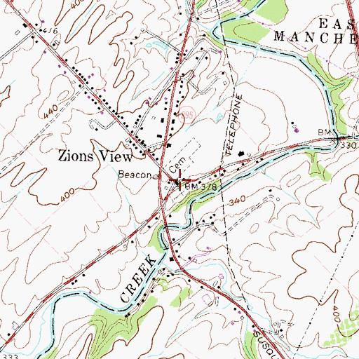 Topographic Map of Quickels Church (historical), PA