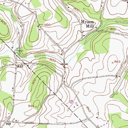 Topographic Map of Hyson School, PA