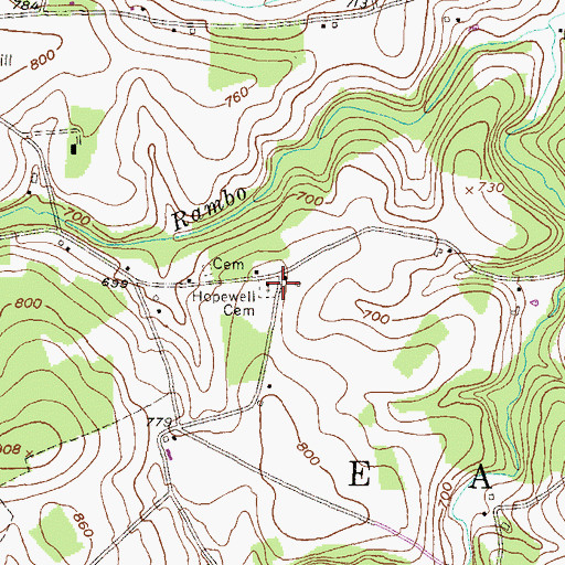 Topographic Map of Union Church, PA