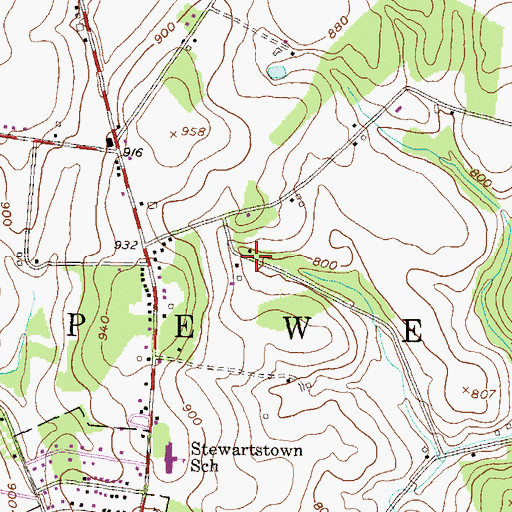 Topographic Map of Kurtz School, PA