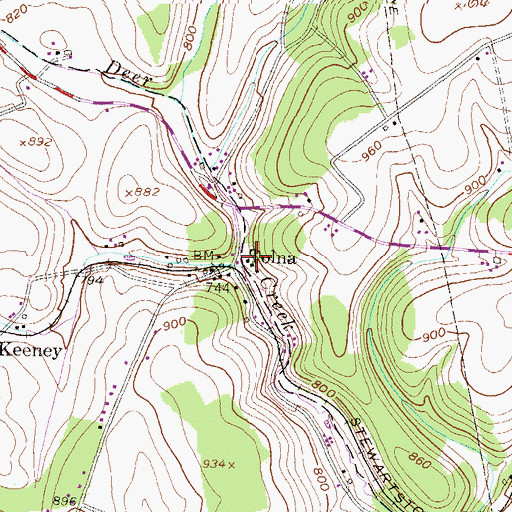 Topographic Map of Tolna P O (historical), PA