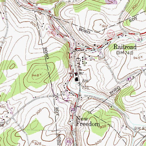 Topographic Map of Shrewsbury Station, PA