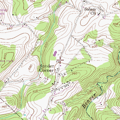 Topographic Map of Snyder School, PA