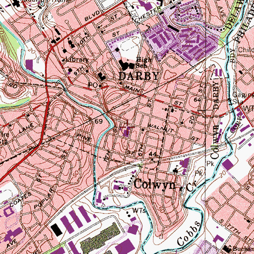 Topographic Map of Walnut Street Elementary School, PA