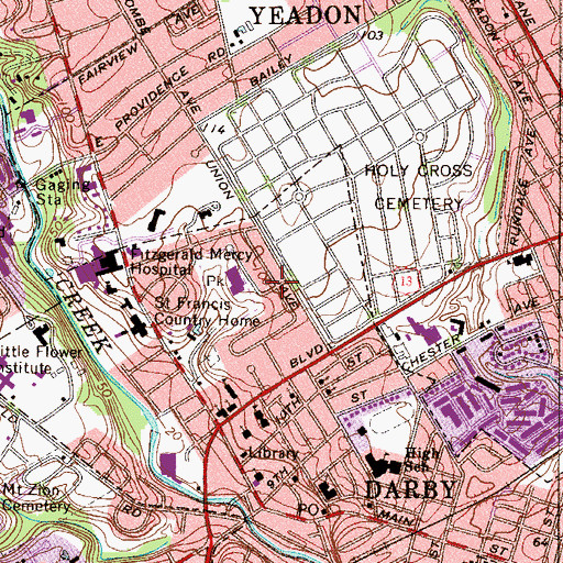 Topographic Map of Park Lane Elementary School, PA