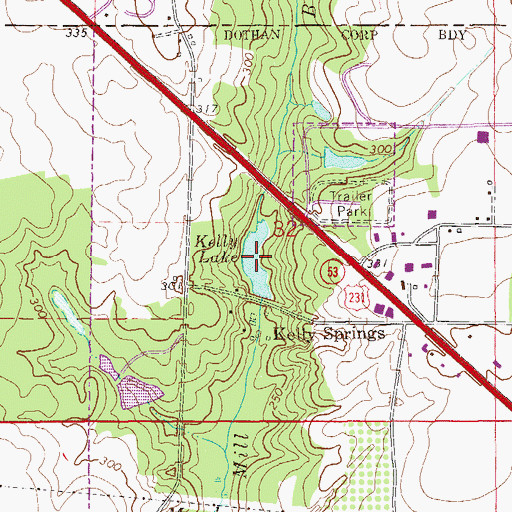 Topographic Map of Kelly Lake, AL