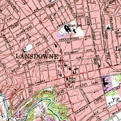 Topographic Map of Stratford Friends School, PA