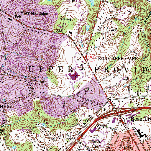 Topographic Map of Springton Lake Middle School, PA
