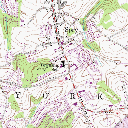 Topographic Map of York Township Elementary School, PA
