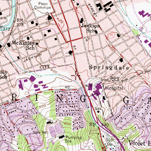 Topographic Map of The Colonial Shopping Center, PA