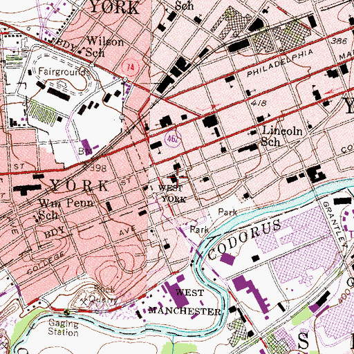 Topographic Map of Grace E Loucks Elementary School, PA