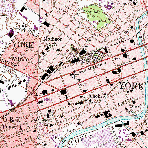 Topographic Map of A H Martin Elementary School, PA