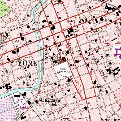 Topographic Map of William Penn Senior High School, PA
