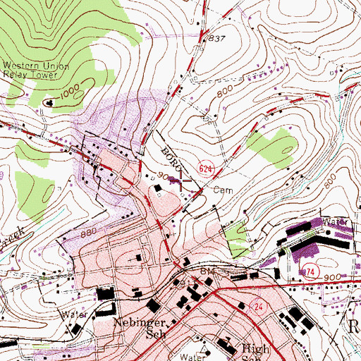 Topographic Map of Mazie C Gable Elementary School, PA