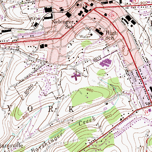 Topographic Map of Edgar C Moore Elementary School, PA