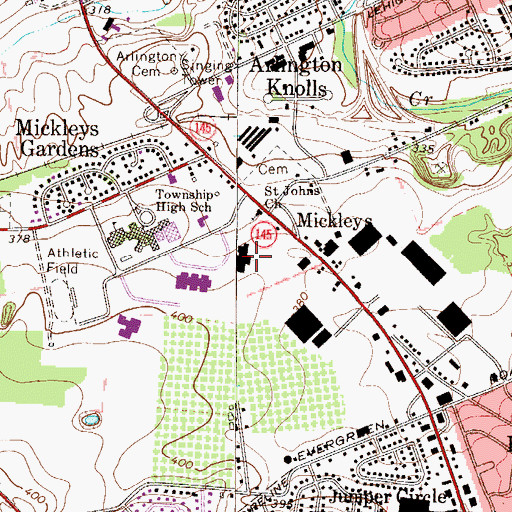 Topographic Map of George D Steckel Elementary School, PA