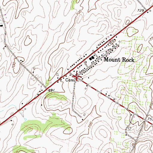 Topographic Map of Mount Rock School, PA