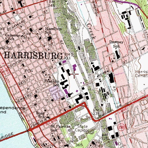 Topographic Map of Harrisburg Shopping Center, PA