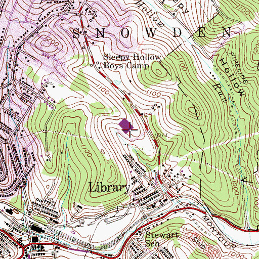 Topographic Map of South Park Middle School, PA