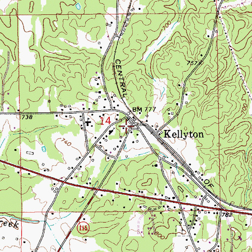 Topographic Map of Kellyton, AL