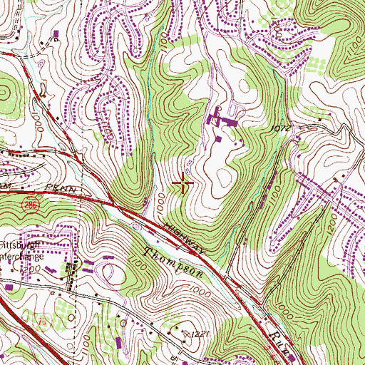 Topographic Map of Monroeville Hills Shopping Center, PA