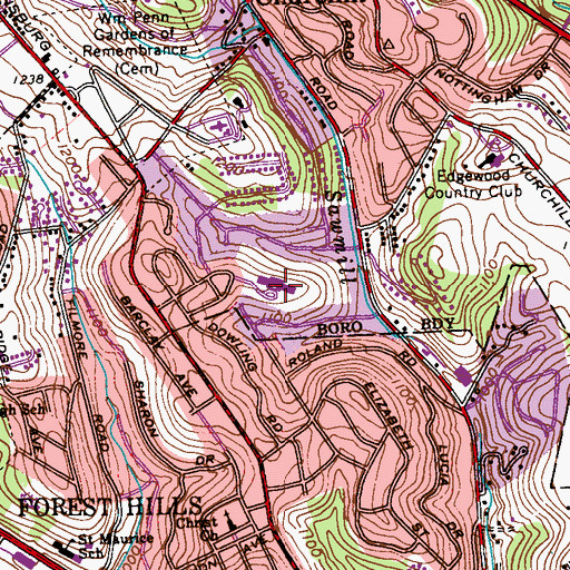 Topographic Map of Sanford B Shaffer Elementary School, PA