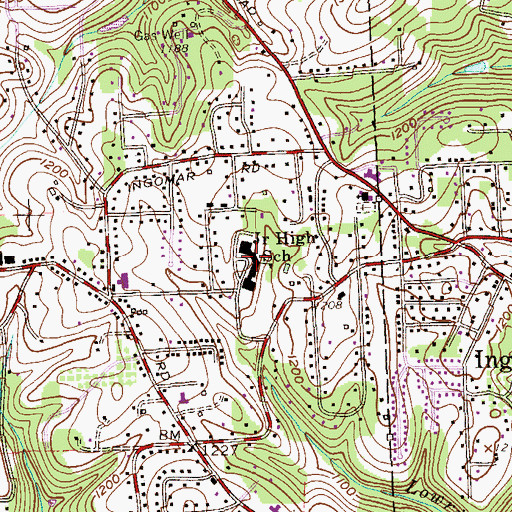 Topographic Map of Ingmar Middle School, PA