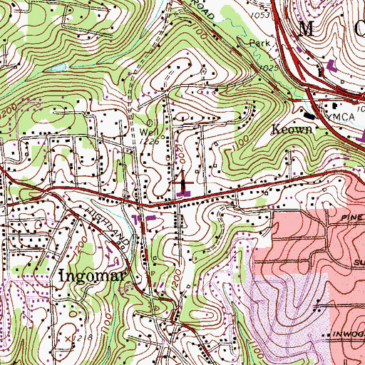 Topographic Map of Ingmar Elementary School, PA