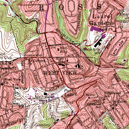 Topographic Map of West View Elementary School, PA