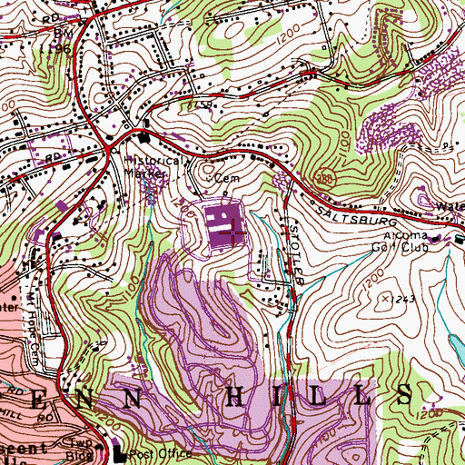 Topographic Map of John H Linton Junior High School, PA