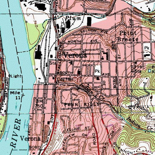 Topographic Map of Verner Elementary School, PA