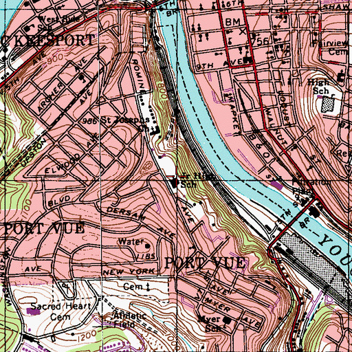 Topographic Map of Port View Elementary School, PA