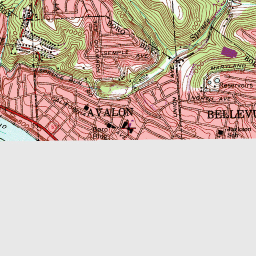 Topographic Map of Avalon Elementary School, PA