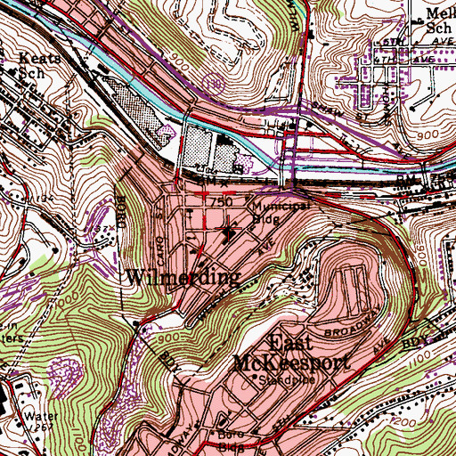 Topographic Map of Westinghouse Elementary School, PA