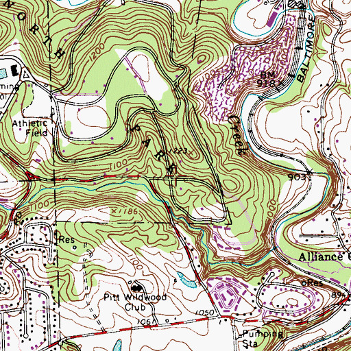 Topographic Map of Hampton High School, PA