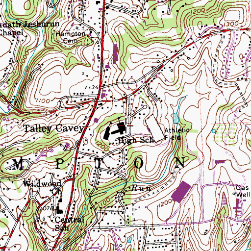 Topographic Map of Hampton Middle School, PA