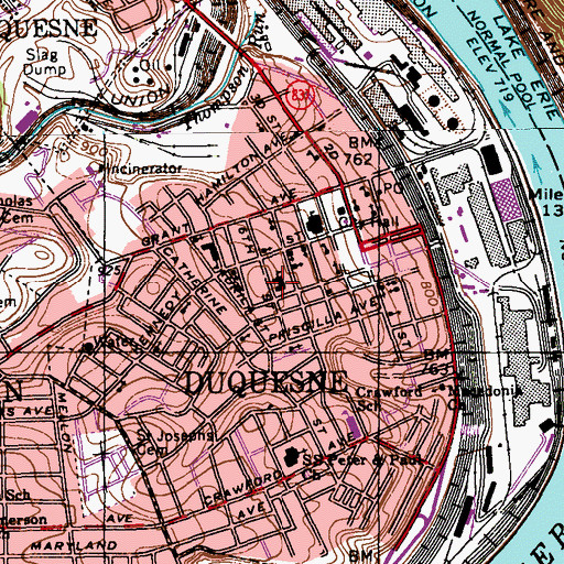 Topographic Map of Duquesne Elementary School, PA