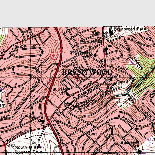 Topographic Map of Moore Elementary School, PA