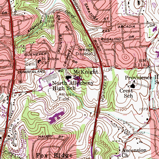 Topographic Map of North Allegheny Intermediate School, PA