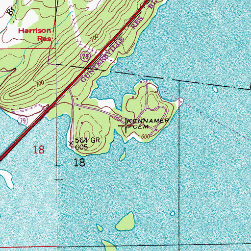 Topographic Map of Kennamer Cemetery, AL