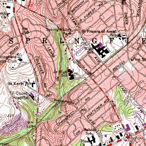 Topographic Map of E L Richardson Middle School, PA
