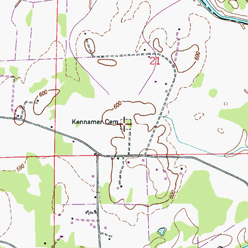 Topographic Map of Kennamer Cemetery, AL