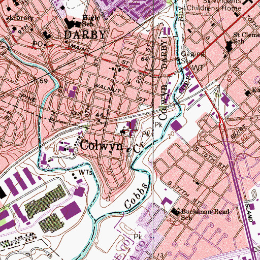 Topographic Map of Colwyne Elementary School, PA
