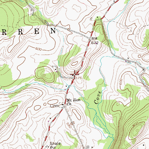 Topographic Map of Center School, PA