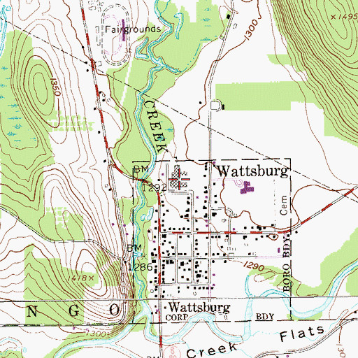 Topographic Map of Seneca High School, PA